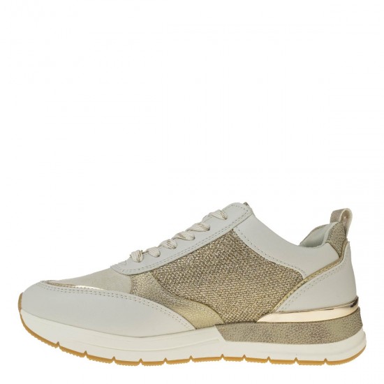 2000267501 Γυναικείο αθλητικό sneakers δετό πάγος/χρυσό