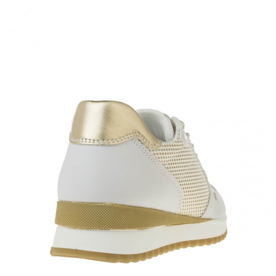 2000281301 Γυναικείο αθλητικό sneakers δετό λευκό/χρυσό