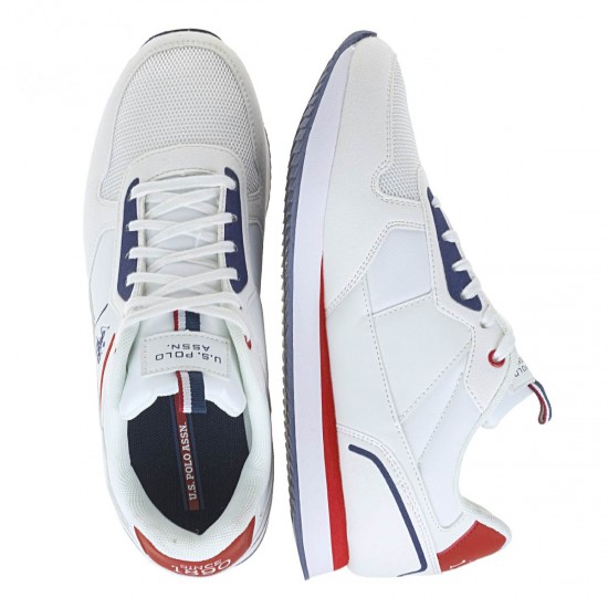 2000285001 Ανδρικό αθλητικό sneakers δετό λευκό/μπλέ/κόκκινο