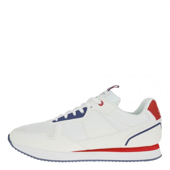 2000285001 Ανδρικό αθλητικό sneakers δετό λευκό/μπλέ/κόκκινο