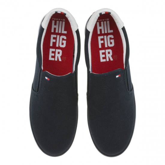 2000295302 Ανδρικό παντοφλέ πάνινο slip on sneaker μπλέ/λευκό