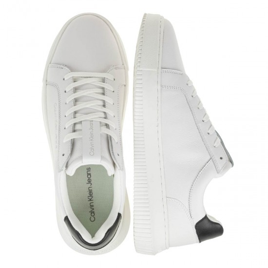 2000295602 Ανδρικό αθλητικό sneakers δετό δέρμα λευκό