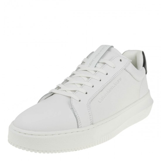 2000295602 Ανδρικό αθλητικό sneakers δετό δέρμα λευκό