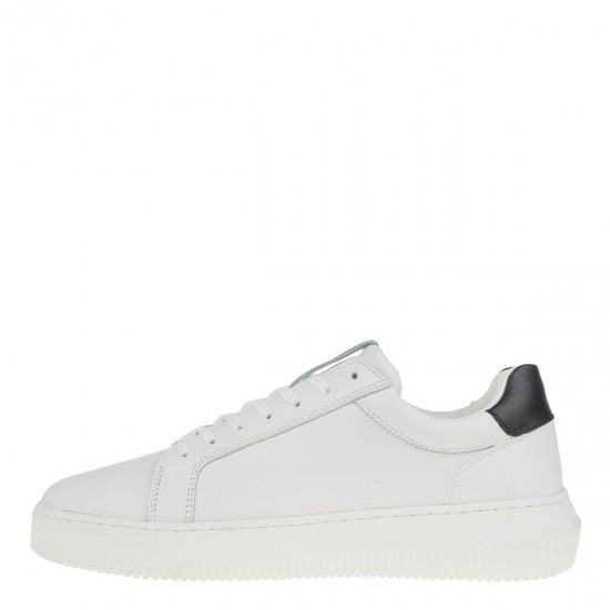 2000295602 Ανδρικό αθλητικό sneakers δετό δέρμα λευκό