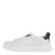 2000244202 Ανδρικό αθλητικό sneakers cazual δετό δέρμα λευκό/μαύρο