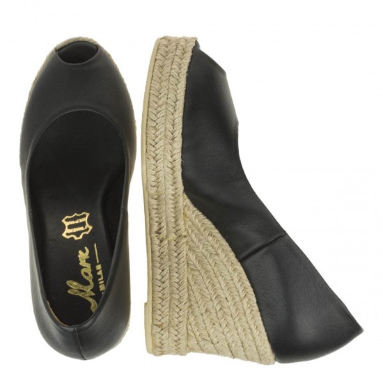 2000253301 Γυναικεία γόβα εσπαντρίγια peep toe μαύρη