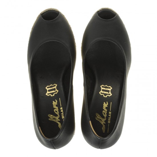 2000253301 Γυναικεία γόβα εσπαντρίγια peep toe μαύρη