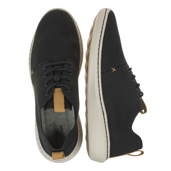 2000255901 Ανδρικό sneakers μοδάτο δετό υφασμα μαύρο