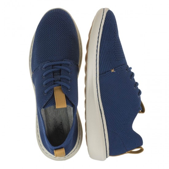 2000255903 Ανδρικό sneakers μοδάτο δετό υφασμα μπλέ
