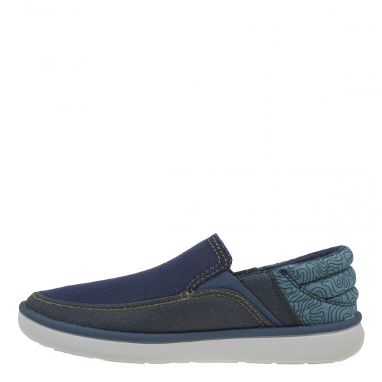 2000257601 Ανδρικό παντοφλέ πάνινο slip on μπλέ/τζήν