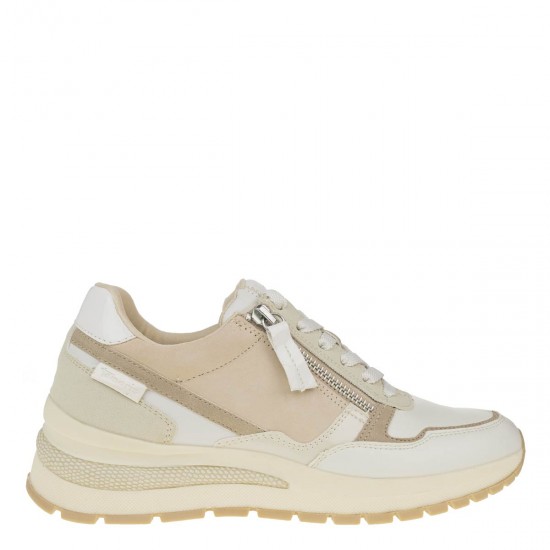 2000265701 Γυναικείο αθλητικό sneakers δετό μπέζ/λευκό