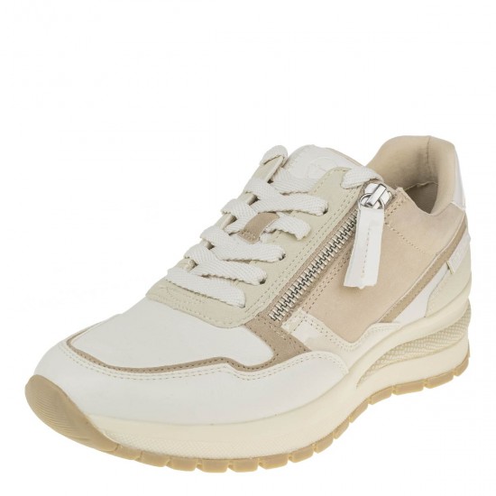 2000265701 Γυναικείο αθλητικό sneakers δετό μπέζ/λευκό