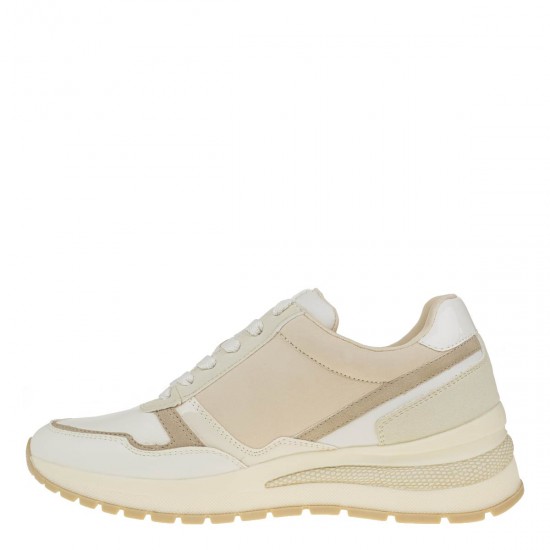 2000265701 Γυναικείο αθλητικό sneakers δετό μπέζ/λευκό
