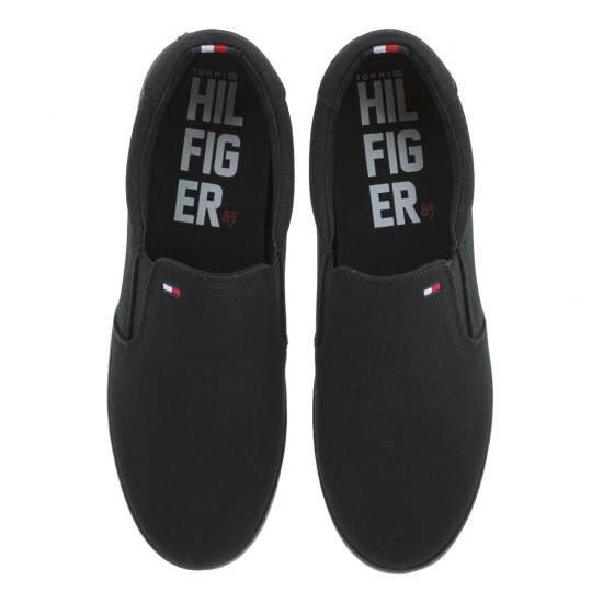 2000295301 Ανδρικό παντοφλέ πάνινο slip on sneaker μαύρο(ολο)