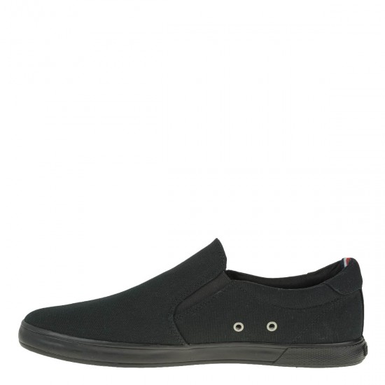2000295301 Ανδρικό παντοφλέ πάνινο slip on sneaker μαύρο(ολο)