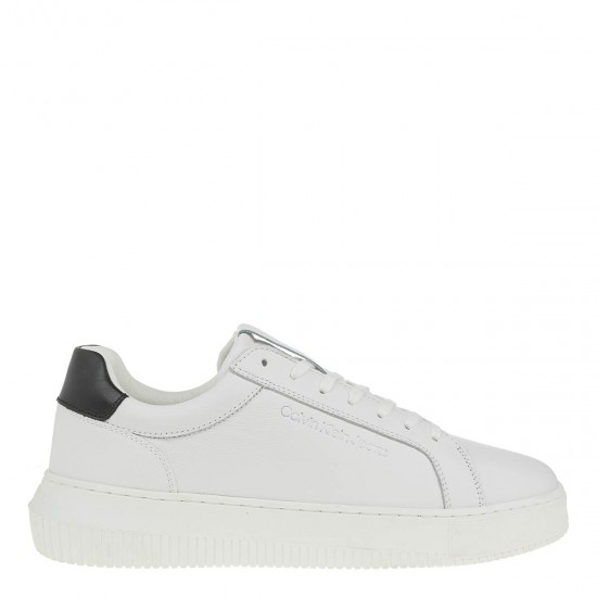 2000295602 Ανδρικό αθλητικό sneakers δετό δέρμα λευκό