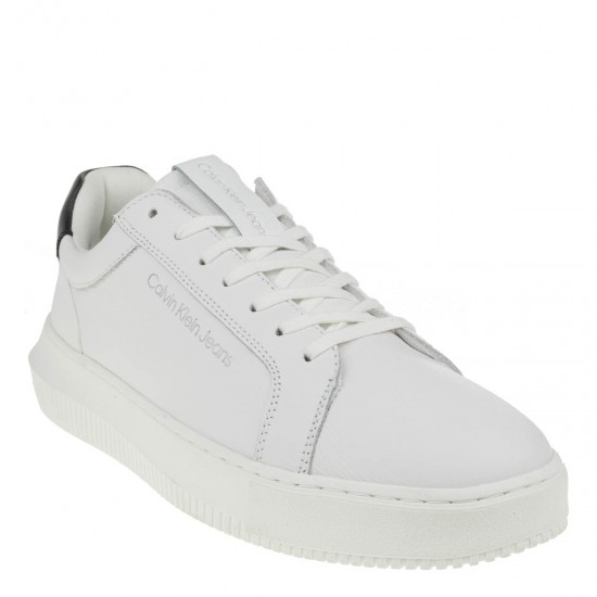 2000295602 Ανδρικό αθλητικό sneakers δετό δέρμα λευκό