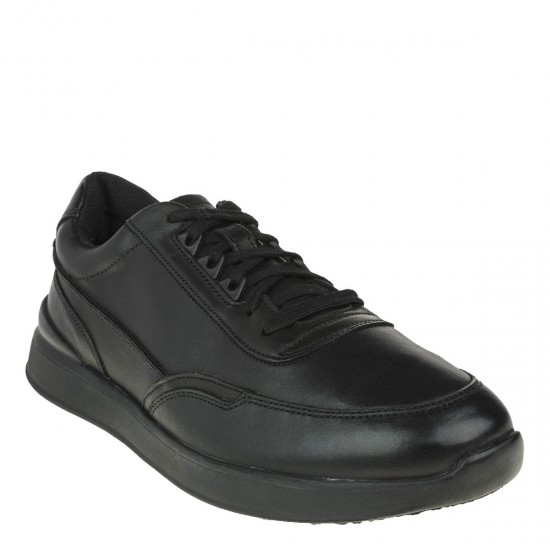 2000301501 Ανδρικό cazual sneakers δετό δέρμα μαύρο