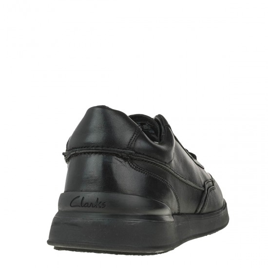 2000301501 Ανδρικό cazual sneakers δετό δέρμα μαύρο