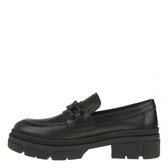 2000318001 Γυναικείο loafers mocassins δέρμα μαύρο