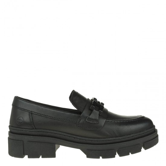 2000318001 Γυναικείο loafers mocassins δέρμα μαύρο