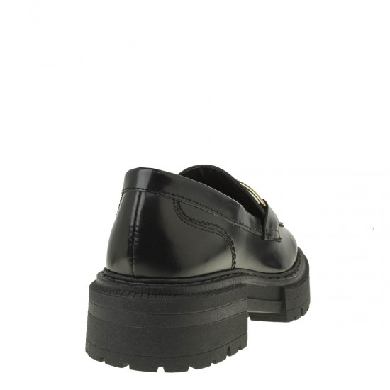 2000321201 Γυναικείο loafers mocassins δίπατο δέρμα μαύρο