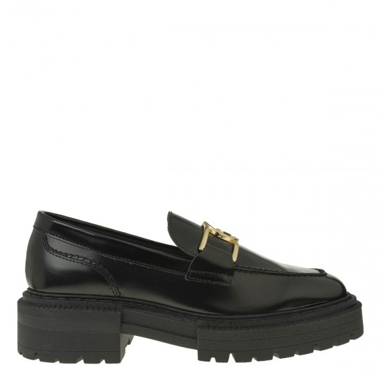 2000321201 Γυναικείο loafers mocassins δίπατο δέρμα μαύρο