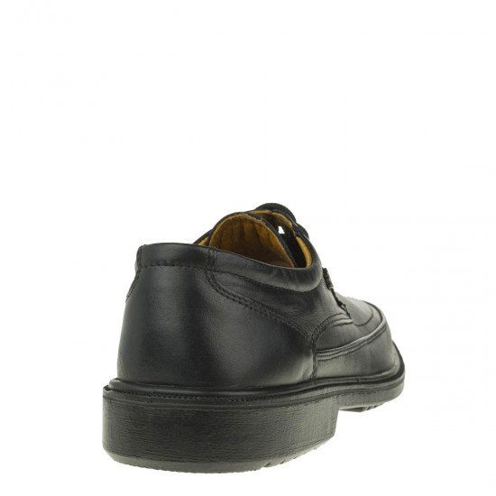 2000324401 Ανδρικό δετό sport comfort δέρμα μαύρο