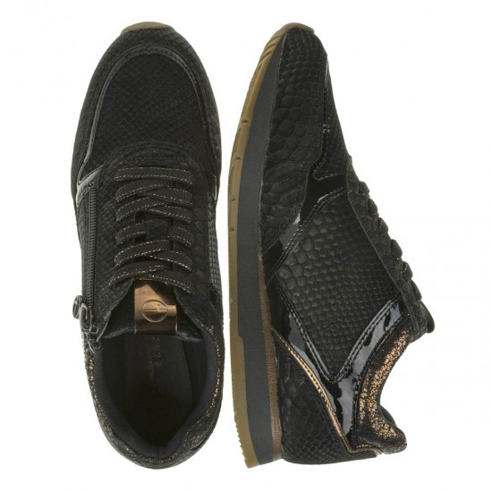 2000331601 Γυναικείο αθλητικό sneakers δετό μαύρο/χαλκός