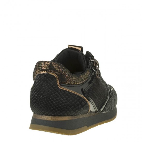 2000331601 Γυναικείο αθλητικό sneakers δετό μαύρο/χαλκός