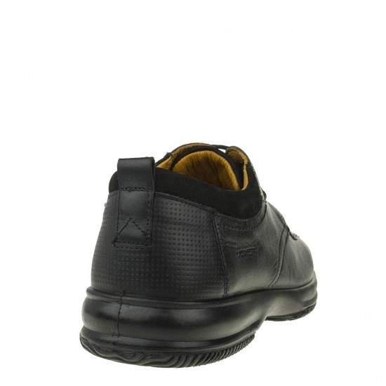 2000334101 Ανδρικό δετό cazual comfort  δέρμα μαύρο