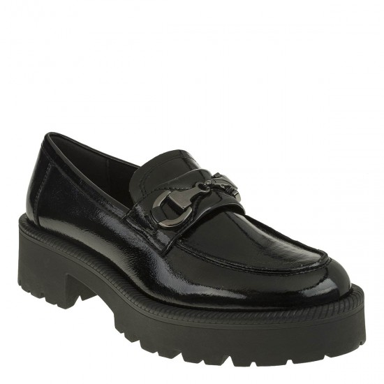 2000335501 Γυναικείο loafers mocassins  χωστό λουστρίνι μαύρο