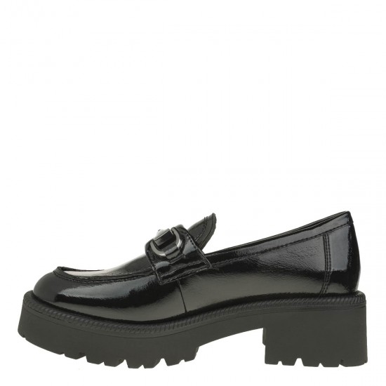 2000335501 Γυναικείο loafers mocassins  χωστό λουστρίνι μαύρο