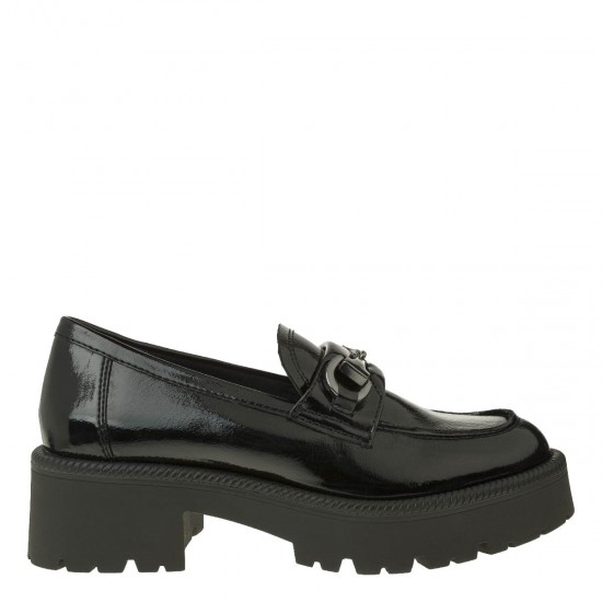 2000335501 Γυναικείο loafers mocassins  χωστό λουστρίνι μαύρο