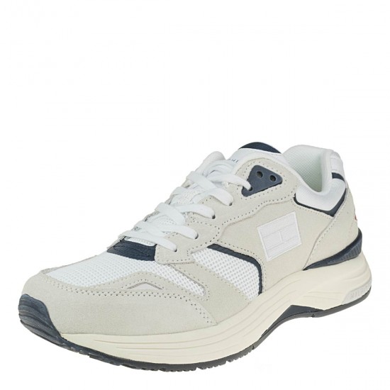 2000337601 Ανδρικό αθλητικό sneakers δετό λευκό/μπλέ/κόκκινο