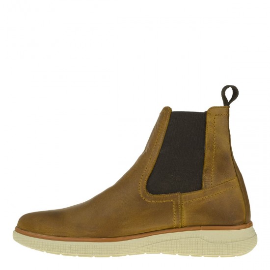 2000339101 Ανδρικό μποτάκι λάστιχα cazual δέρμα ταμπά/καφέ