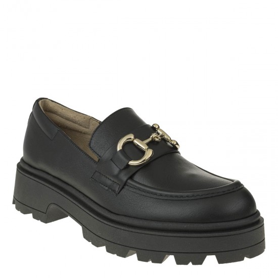 2000341901 Γυναικείο loafers mocassins δέρμα μαύρο