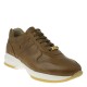 2000342601 Γυναικείο αθλητικό sneakers δετό δέρμα ταμπά/λευκό