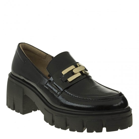 2000344301 Γυναικείο loafers mocassins λουστρίνι μαύρο