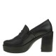 2000345601 Γυναικείο loafers μοκασίνι δέρμα ψηλό μαύρο