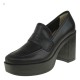 2000345601 Γυναικείο loafers μοκασίνι δέρμα ψηλό μαύρο
