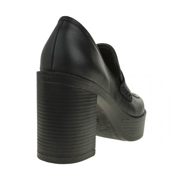 2000345601 Γυναικείο loafers μοκασίνι δέρμα ψηλό μαύρο