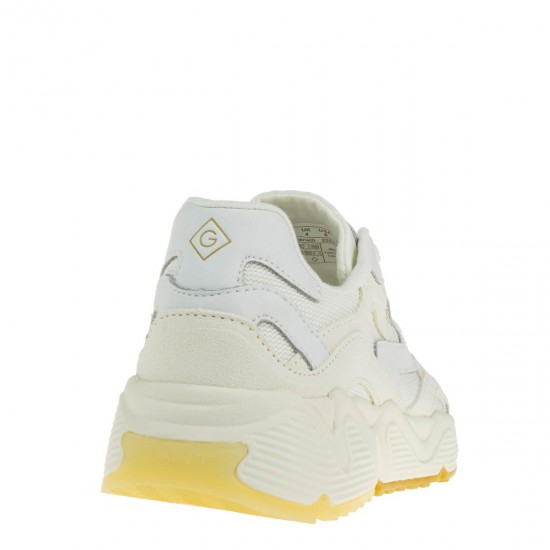 2000346201 Γυναικείο αθλητικό sneakers δετό δέρμα λευκό
