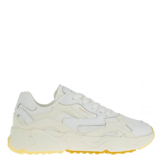 2000346201 Γυναικείο αθλητικό sneakers δετό δέρμα λευκό