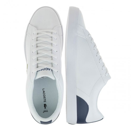 2000358901 Ανδρικό αθλητικό sneakers δετό δέρμα λευκό/μπλέ