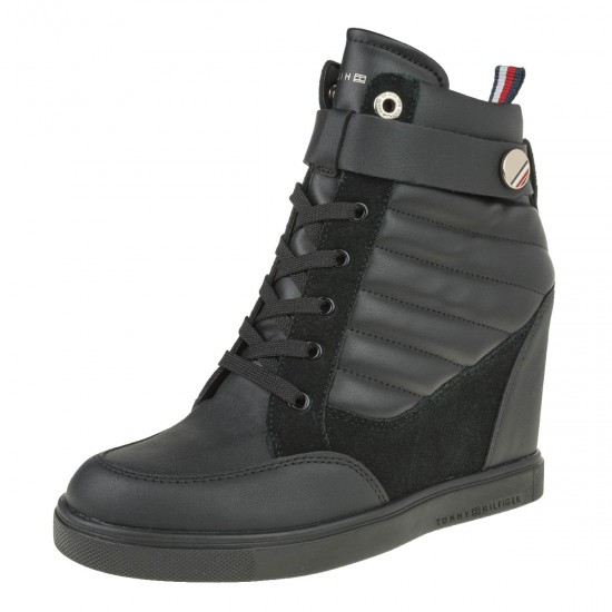 2000360901 Γυναικείο αθλητικό πέλμα sneakers δετό μαύρο