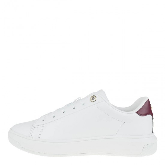 2000361002 Γυναικείο αθλητικό sneakers(μοδ.)δέτό δέρμα λευκό/μπορντώ