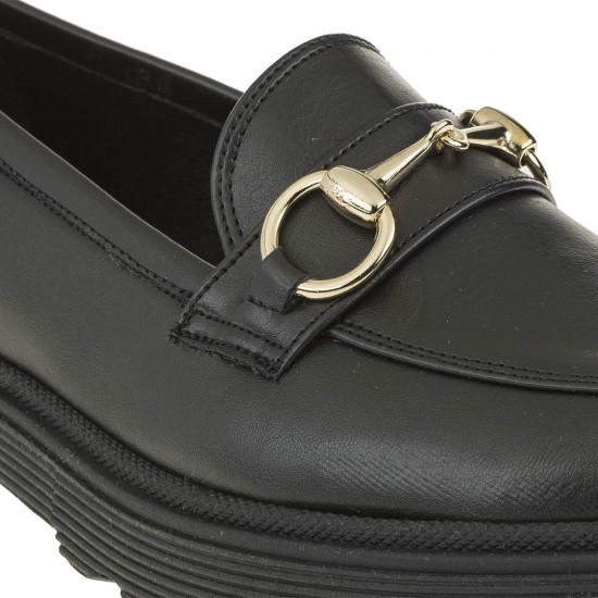 2000361605 Γυναικείο loafers mocassins χωστό μαύρο(ματ)
