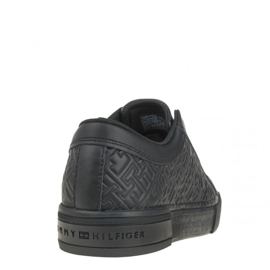 2000372601 Γυναικείο αθλητικό μονόγραμμα sneakers δετό μαύρο(ολο)
