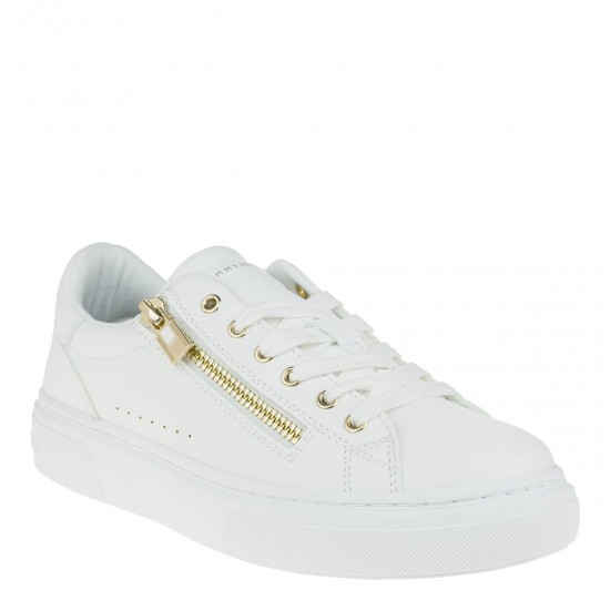 2000373201 Γυναικείο αθλητικό φερμουάρ sneakers δετό λευκό
